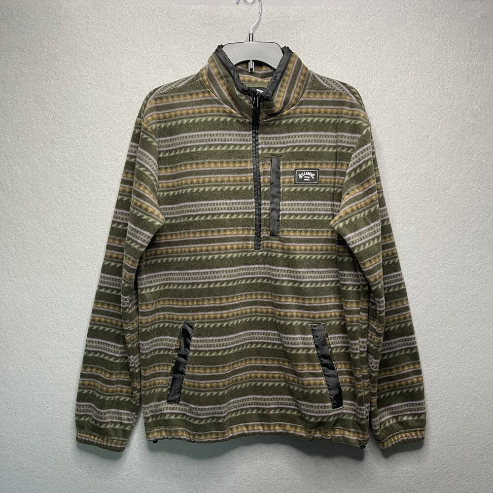 Billabong Mens Size S Long Sleeve 1/4 Zip Mock Neck Fleece Pullover Tribal Print